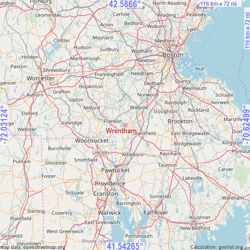 Wrentham on map