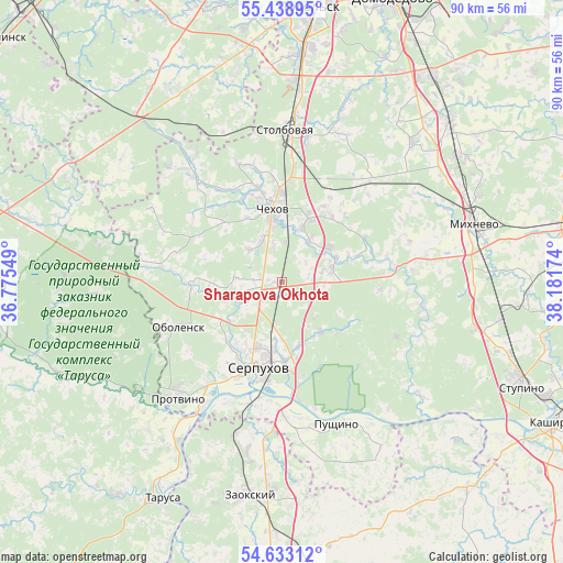 Sharapova Okhota on map