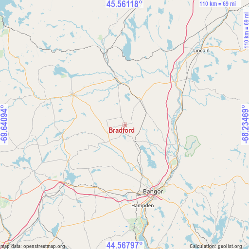 Bradford on map