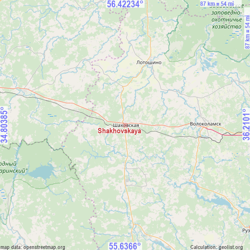 Shakhovskaya on map