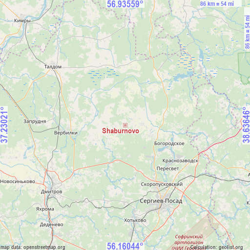 Shaburnovo on map