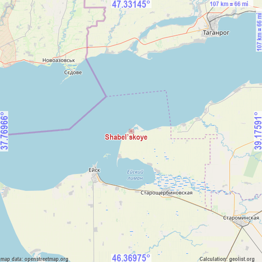 Shabel’skoye on map