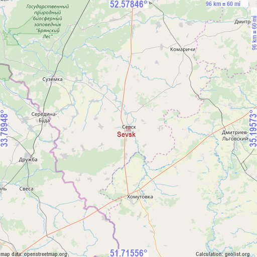 Sevsk on map