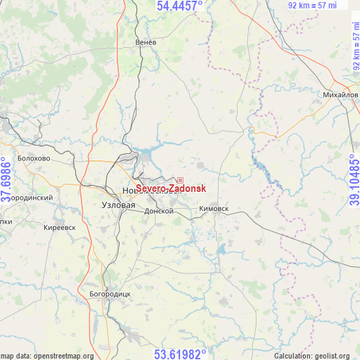Severo-Zadonsk on map