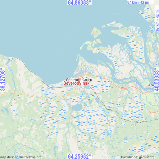 Severodvinsk on map