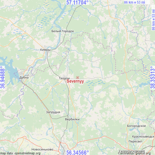 Severnyy on map