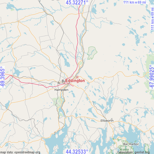 Eddington on map