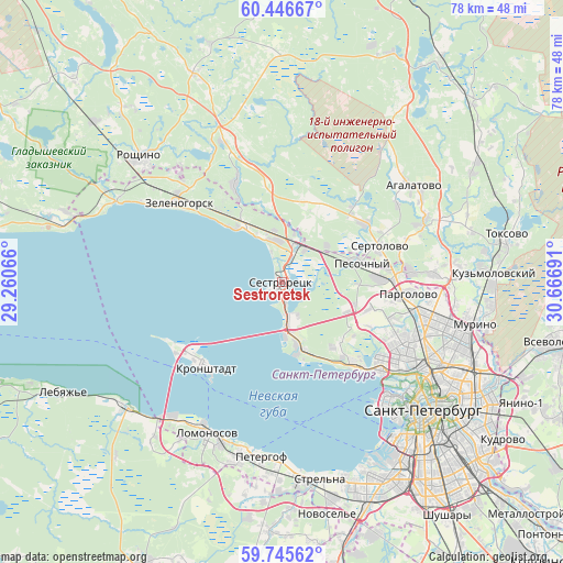 Sestroretsk on map