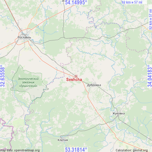 Seshcha on map