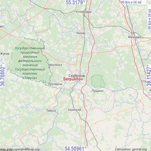 Serpukhov on map