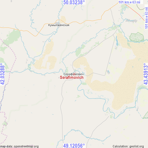 Serafimovich on map