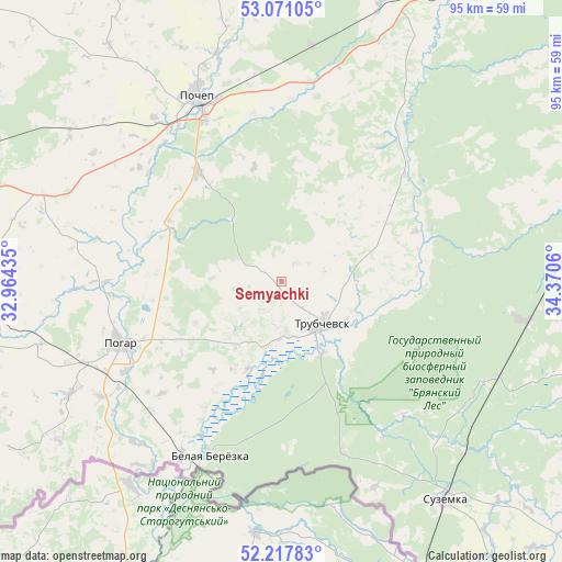Semyachki on map