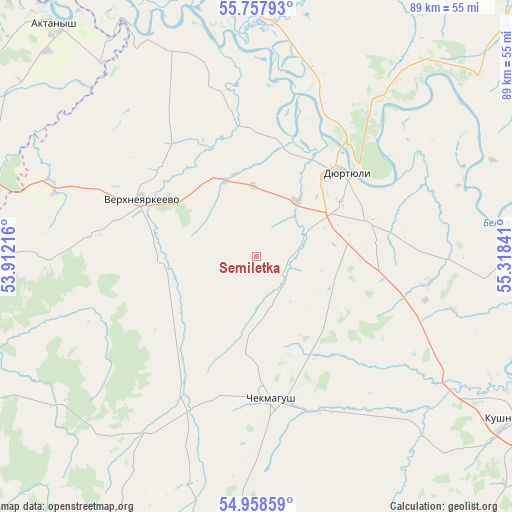 Semiletka on map