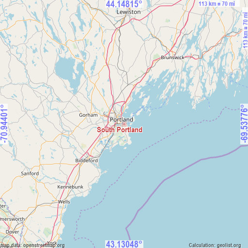 South Portland on map