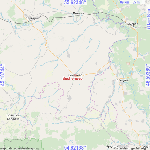 Sechenovo on map