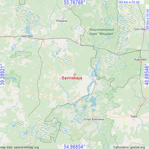 Savinskaya on map
