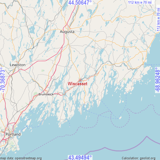 Wiscasset on map