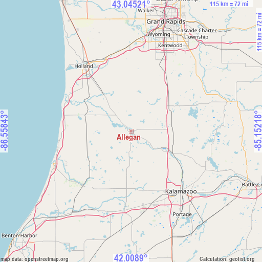 Allegan on map