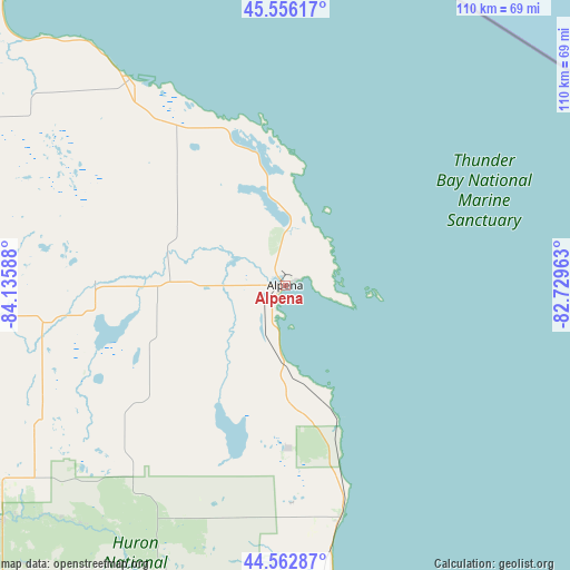 Alpena on map