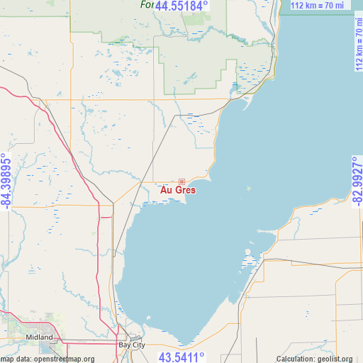 Au Gres on map