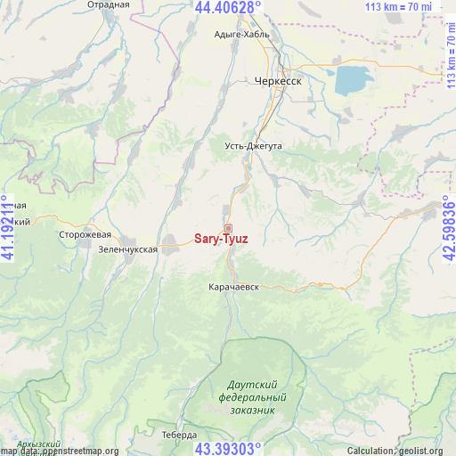 Sary-Tyuz on map