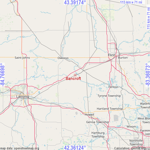 Bancroft on map