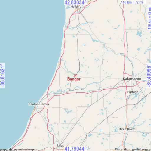 Bangor on map