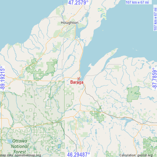 Baraga on map