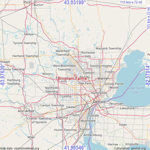 Bingham Farms on map