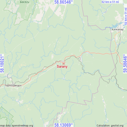 Sarany on map