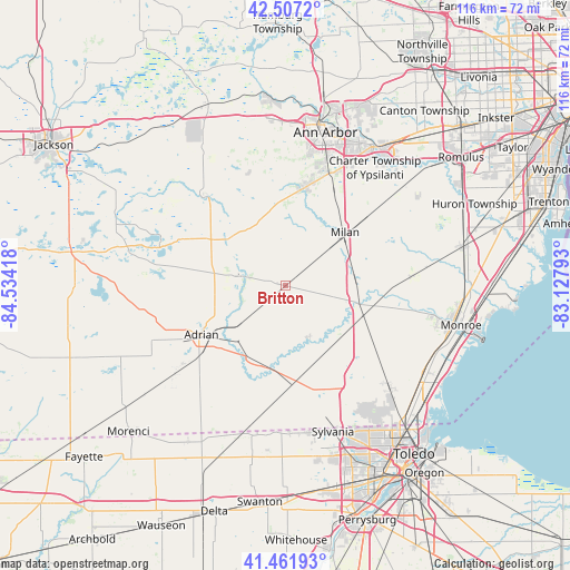 Britton on map