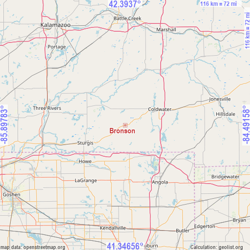 Bronson on map