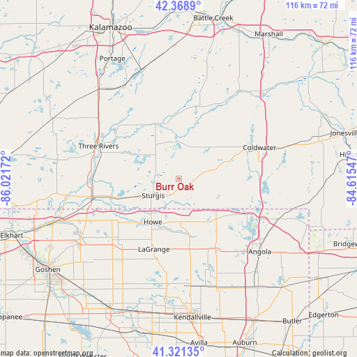 Burr Oak on map