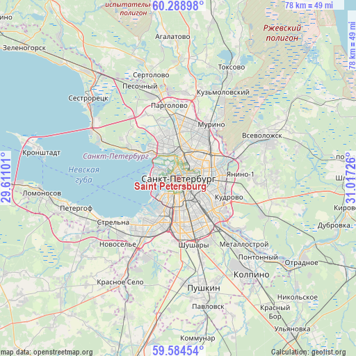 Saint Petersburg on map