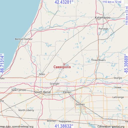 Cassopolis on map