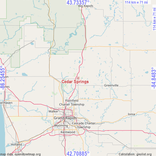 Cedar Springs on map