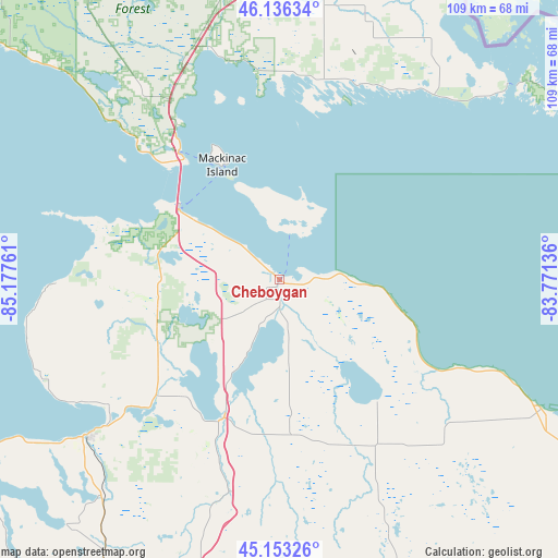 Cheboygan on map