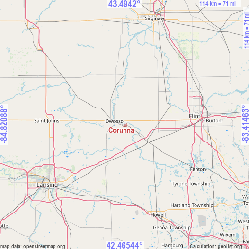 Corunna on map