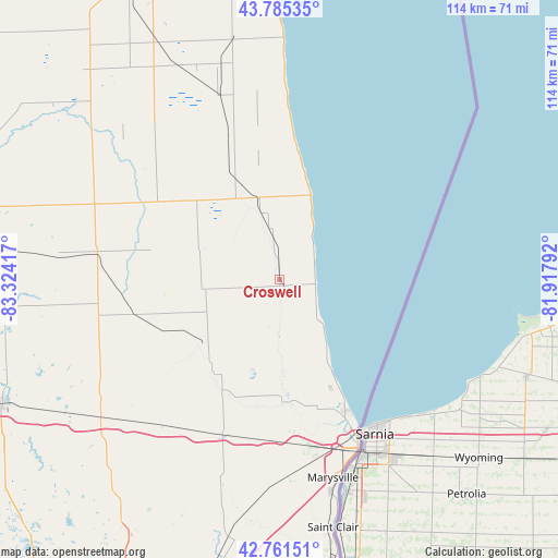 Croswell on map