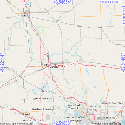 Davison on map