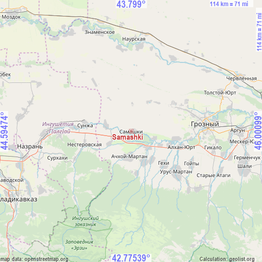 Samashki on map