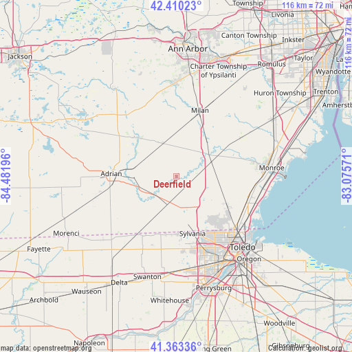 Deerfield on map