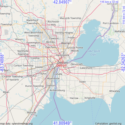 Detroit on map