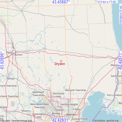 Dryden on map