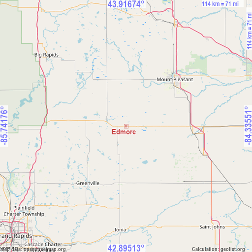 Edmore on map