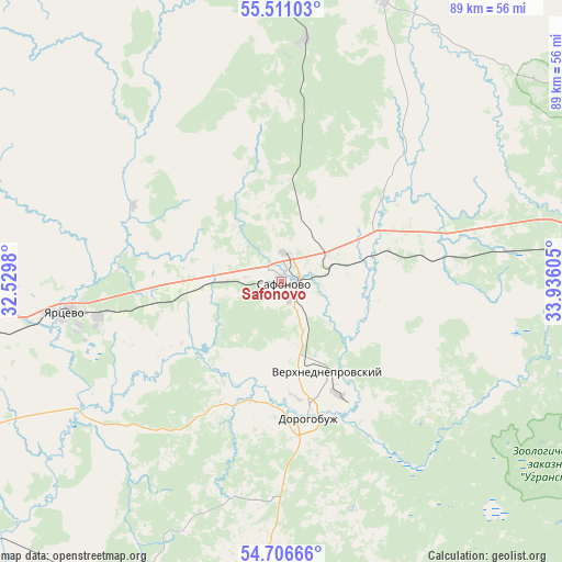 Safonovo on map