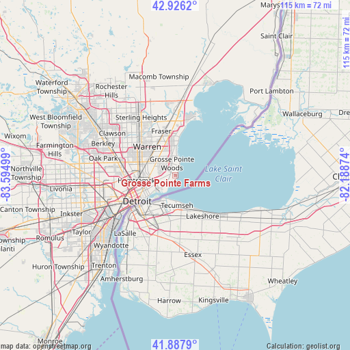 Grosse Pointe Farms on map
