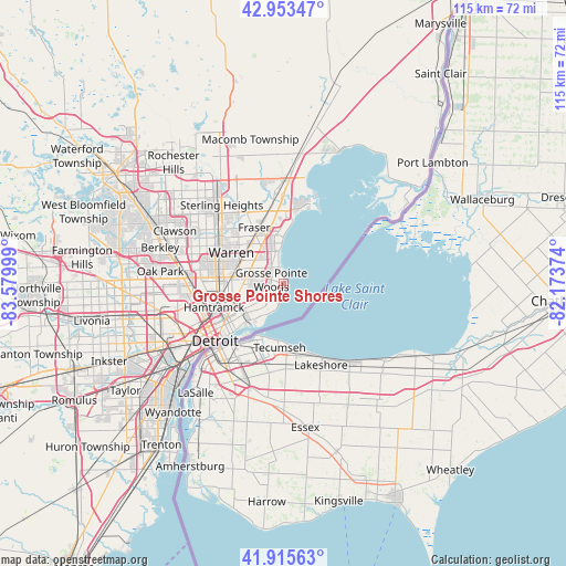 Grosse Pointe Shores on map