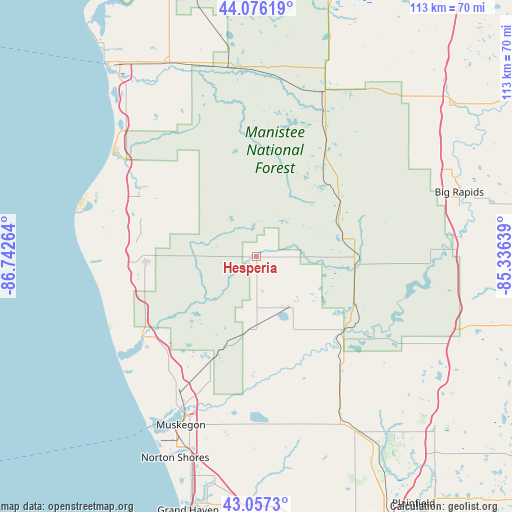 Hesperia on map