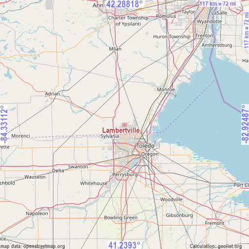 Lambertville on map